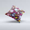 Colorful Hugged Vector Leaves and Flowers ink-Fuzed Decorative Throw Pillow