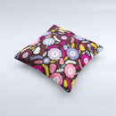 Colorful Hugged Vector Leaves and Flowers ink-Fuzed Decorative Throw Pillow