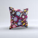 Colorful Hugged Vector Leaves and Flowers ink-Fuzed Decorative Throw Pillow