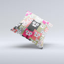 Colorful Hypnotic Cats ink-Fuzed Decorative Throw Pillow