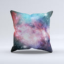 Colorful Neon Space Nebula Ink-Fuzed Decorative Throw Pillow
