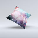 Colorful Neon Space Nebula Ink-Fuzed Decorative Throw Pillow