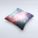 Colorful Neon Space Nebula Ink-Fuzed Decorative Throw Pillow
