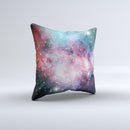Colorful Neon Space Nebula Ink-Fuzed Decorative Throw Pillow