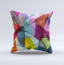 Colorful Overlapping Translucent Shapes ink-Fuzed Decorative Throw Pillow