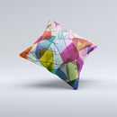 Colorful Overlapping Translucent Shapes ink-Fuzed Decorative Throw Pillow