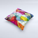 Colorful Overlapping Translucent Shapes ink-Fuzed Decorative Throw Pillow