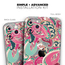 Colorful Pink & Teal Seamless Paisley - Skin-Kit compatible with the Apple iPhone 13, 13 Pro Max, 13 Mini, 13 Pro, iPhone 12, iPhone 11 (All iPhones Available)