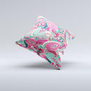 Colorful Pink & Teal Seamless Paisley ink-Fuzed Decorative Throw Pillow
