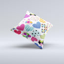 Colorful Polkadot Hearts ink-Fuzed Decorative Throw Pillow