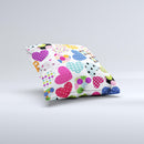 Colorful Polkadot Hearts ink-Fuzed Decorative Throw Pillow