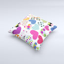 Colorful Polkadot Hearts ink-Fuzed Decorative Throw Pillow
