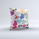 Colorful Polkadot Hearts ink-Fuzed Decorative Throw Pillow