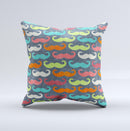 Colorful Scratched Mustache Pattern ink-Fuzed Decorative Throw Pillow