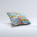 Colorful Scratched Mustache Pattern ink-Fuzed Decorative Throw Pillow
