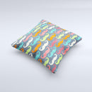Colorful Scratched Mustache Pattern ink-Fuzed Decorative Throw Pillow