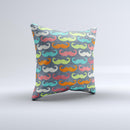 Colorful Scratched Mustache Pattern ink-Fuzed Decorative Throw Pillow