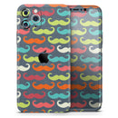 Colorful Scratched Mustache Pattern - Vinyl Skin Wrap for iPhone 17 Pro Max, 17 Pro, 17 Air, 17, 16 & All Models — Soft Matte or Ultra Gloss