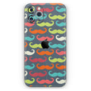 Colorful Scratched Mustache Pattern - Vinyl Skin Wrap for iPhone 17 Pro Max, 17 Pro, 17 Air, 17, 16 & All Models — Soft Matte or Ultra Gloss