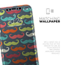 Colorful Scratched Mustache Pattern - Vinyl Skin Wrap for iPhone 17 Pro Max, 17 Pro, 17 Air, 17, 16 & All Models — Soft Matte or Ultra Gloss