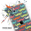 Colorful Scratched Mustache Pattern - Vinyl Skin Wrap for iPhone 17 Pro Max, 17 Pro, 17 Air, 17, 16 & All Models — Soft Matte or Ultra Gloss