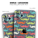 Colorful Scratched Mustache Pattern - Vinyl Skin Wrap for iPhone 17 Pro Max, 17 Pro, 17 Air, 17, 16 & All Models — Soft Matte or Ultra Gloss