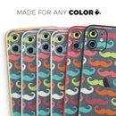 Colorful Scratched Mustache Pattern - Vinyl Skin Wrap for iPhone 17 Pro Max, 17 Pro, 17 Air, 17, 16 & All Models — Soft Matte or Ultra Gloss
