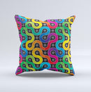 Colorful Seamless Vector Snake Ink-Fuzed Decorative Throw Pillow