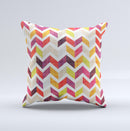 Colorful Segmented Scratched ZigZag ink-Fuzed Decorative Throw Pillow