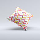 Colorful Segmented Scratched ZigZag ink-Fuzed Decorative Throw Pillow