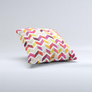 Colorful Segmented Scratched ZigZag ink-Fuzed Decorative Throw Pillow