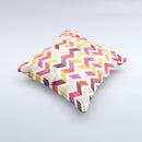 Colorful Segmented Scratched ZigZag ink-Fuzed Decorative Throw Pillow