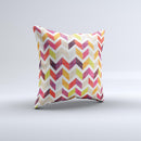 Colorful Segmented Scratched ZigZag ink-Fuzed Decorative Throw Pillow