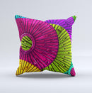 Colorful Segmented Wheels ink-Fuzed Decorative Throw Pillow