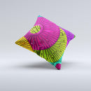 Colorful Segmented Wheels ink-Fuzed Decorative Throw Pillow