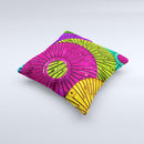 Colorful Segmented Wheels ink-Fuzed Decorative Throw Pillow