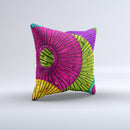 Colorful Segmented Wheels ink-Fuzed Decorative Throw Pillow