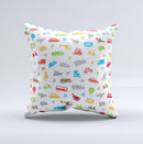 Colorful Travel Collage Pattern ink-Fuzed Decorative Throw Pillow