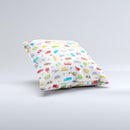 Colorful Travel Collage Pattern ink-Fuzed Decorative Throw Pillow