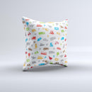 Colorful Travel Collage Pattern ink-Fuzed Decorative Throw Pillow