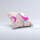 Colorful Vector Big-Eyed Fish ink-Fuzed Decorative Throw Pillow