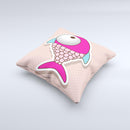 Colorful Vector Big-Eyed Fish ink-Fuzed Decorative Throw Pillow