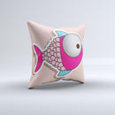 Colorful Vector Big-Eyed Fish ink-Fuzed Decorative Throw Pillow