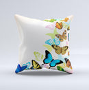 Colorful Vector Butterflies ink-Fuzed Decorative Throw Pillow