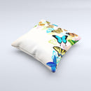 Colorful Vector Butterflies ink-Fuzed Decorative Throw Pillow