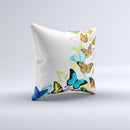 Colorful Vector Butterflies ink-Fuzed Decorative Throw Pillow