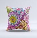 Colorful Vector Flower Collage Ink-Fuzed Decorative Throw Pillow