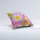 Colorful Vector Flower Collage Ink-Fuzed Decorative Throw Pillow