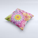 Colorful Vector Flower Collage Ink-Fuzed Decorative Throw Pillow