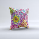 Colorful Vector Flower Collage Ink-Fuzed Decorative Throw Pillow